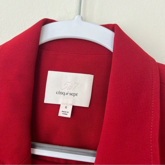 Cinq à Sept Corina Belted Crepe Blazer Red - Picture 3 of 9